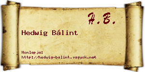 Hedwig Bálint névjegykártya